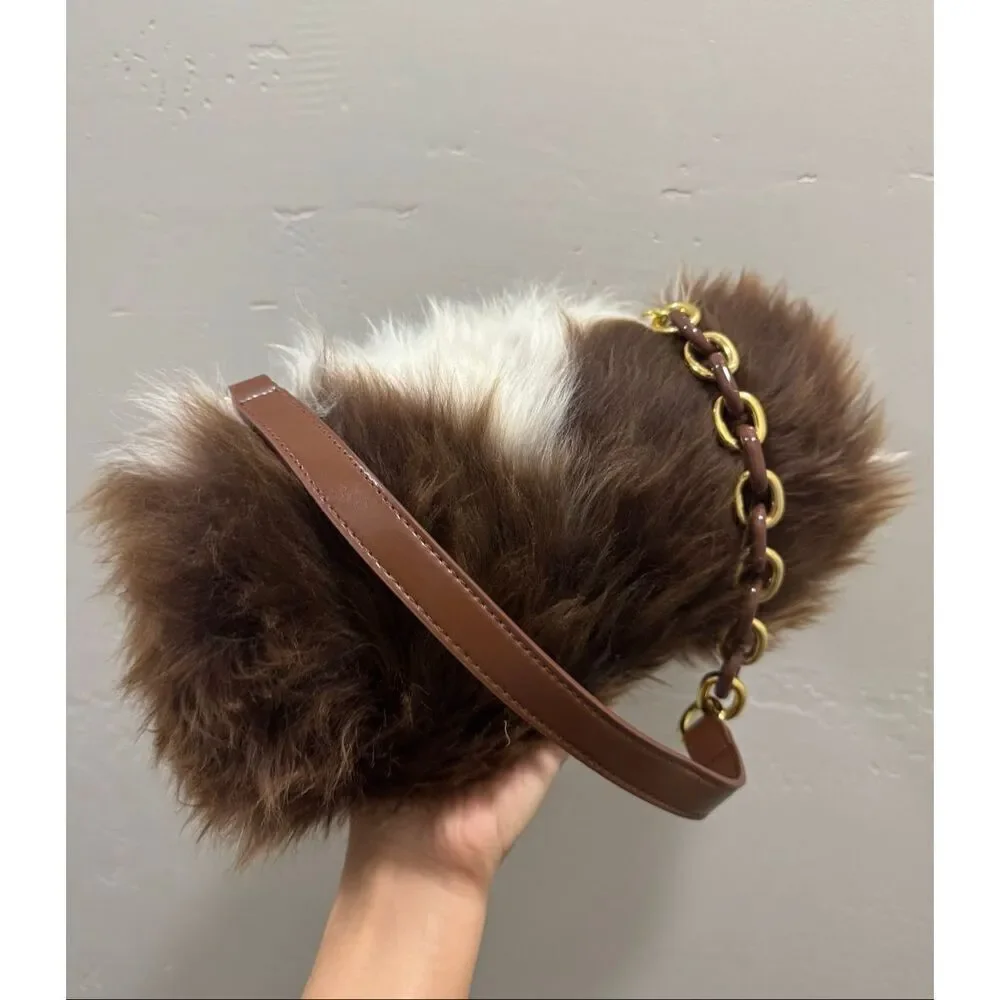 Handmade Real Natural Shearling Leather Barrel Bag/Shoulder Bag/Crossbody